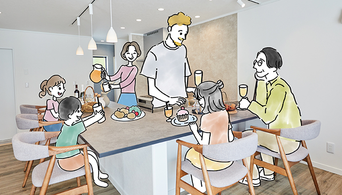 家族や仲間との絆が深まるキッチンのある家