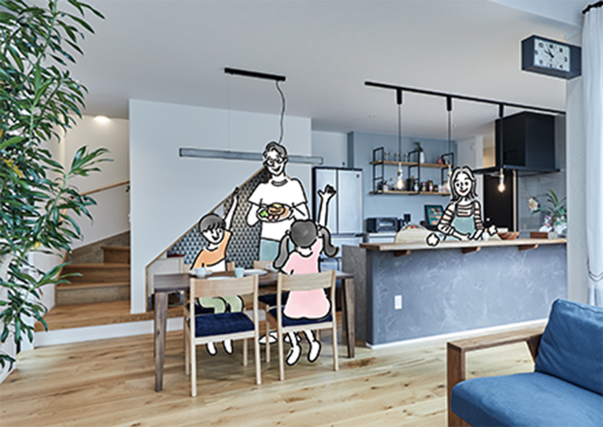 30代の夫婦と6歳・4歳の子どもの四人家族。