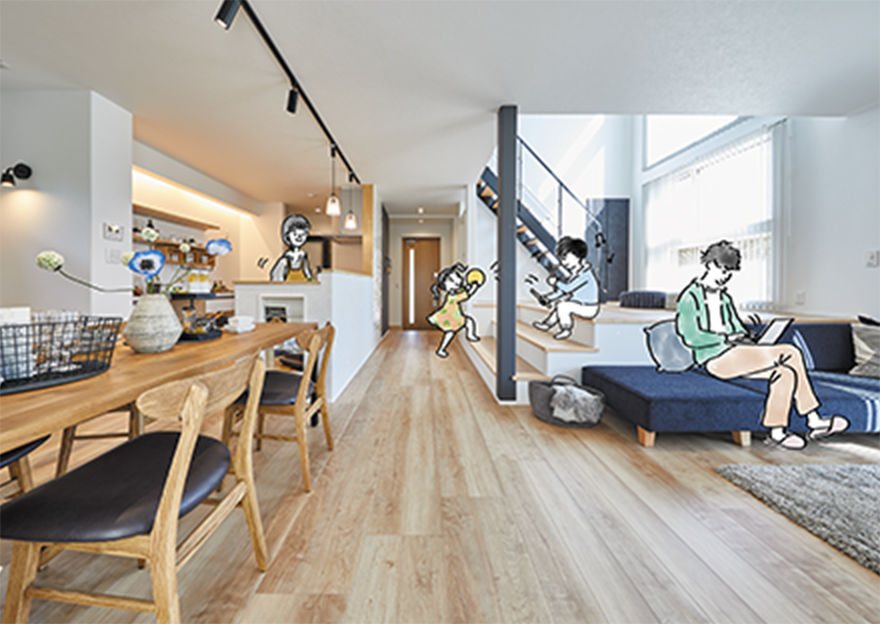 30代～40代の夫婦と5歳・2歳の子どもの四人家族。