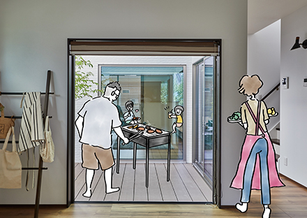 40代の夫婦と7歳・4歳の子どもの四人家族。